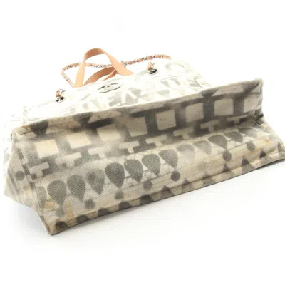 Pre-owned Chanel Beige Brown Canvas Leather Tote Bag () In Multi