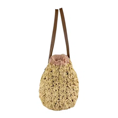 Pre-owned Chanel Beige Brown Raffia Leather Shoulder Bag () In Multi