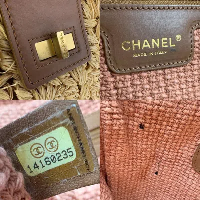 Pre-owned Chanel Beige Brown Raffia Leather Shoulder Bag () In Multi