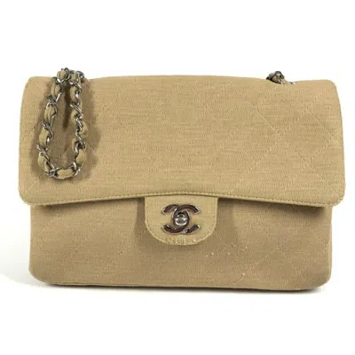 Pre-owned Chanel Beige Cotton Shoulder Bag () In Sand