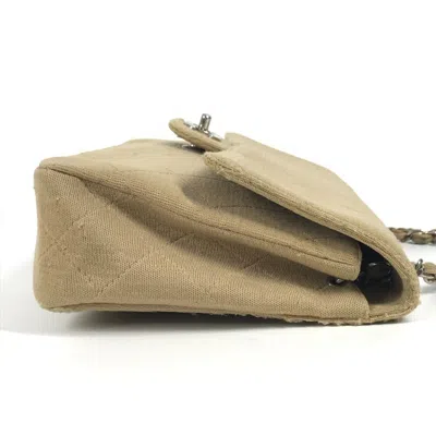 Pre-owned Chanel Beige Cotton Shoulder Bag () In Sand