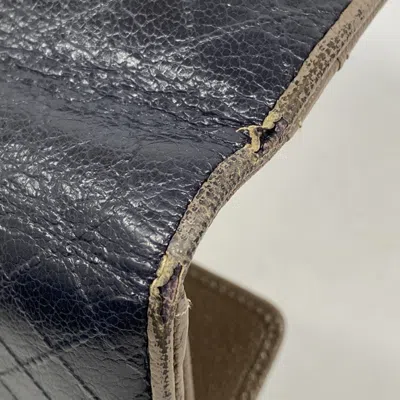 Pre-owned Chanel Black Brown Leather Long Wallet (tri-fold) () In Multi