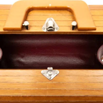 Pre-owned Chanel Black Brown Wood Leather Handbag Vanity Bag () In Multi