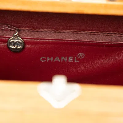 Pre-owned Chanel Black Brown Wood Leather Handbag Vanity Bag () In Multi