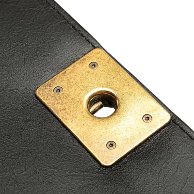 Pre-owned Chanel Black Fur Leather Shoulder Bag ()