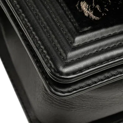 Pre-owned Chanel Black Fur Leather Shoulder Bag ()