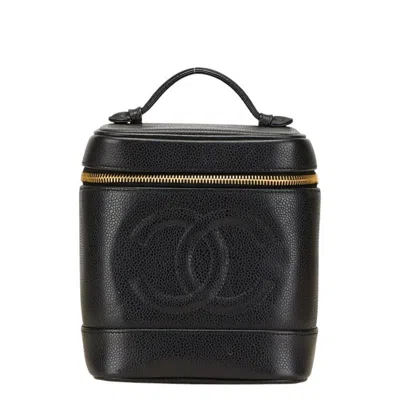 Pre-owned Chanel Black Grained Calfskin Pouch Vanity Bag ()