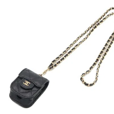 Pre-owned Chanel Black Grained Calfskin Phone Wallet ()