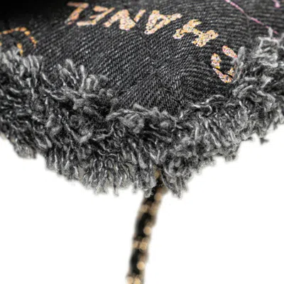 Pre-owned Chanel Black Multi-color Denim Leather Pochette Shoulder Bag ()