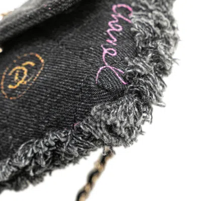 Pre-owned Chanel Black Multi-color Denim Leather Pochette Shoulder Bag ()