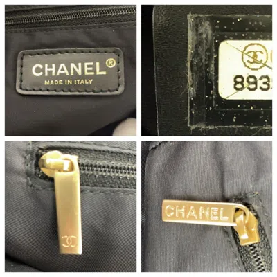 Pre-owned Chanel Black Nylon Leather Shoulder Bag Tote Bag ()