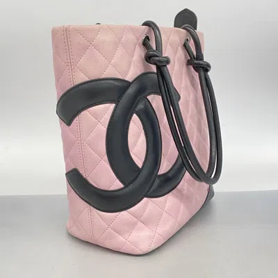 Pre-owned Chanel Black Pink Leather Tote Bag () In Multi