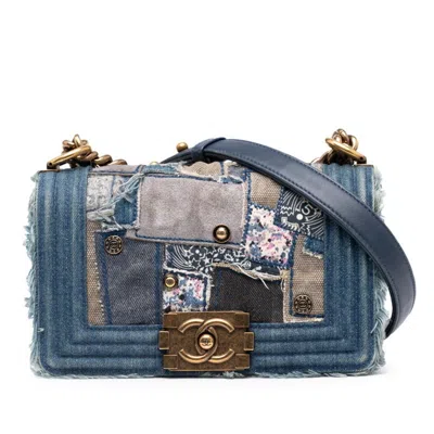 Pre-owned Chanel Blue Gold Denim Shoulder Bag ()