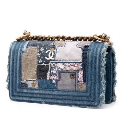 Pre-owned Chanel Blue Gold Denim Shoulder Bag ()
