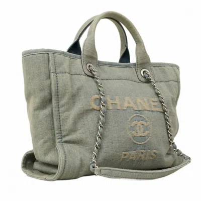 Pre-owned Chanel Blue Denim Tote Bag ()