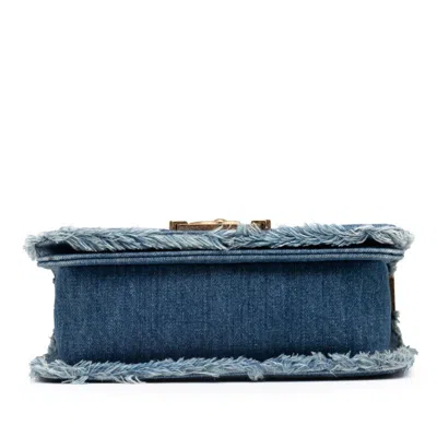 Pre-owned Chanel Blue Gold Denim Shoulder Bag ()