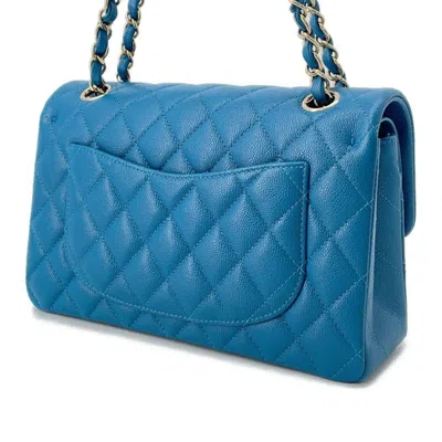 Pre-owned Chanel Blue Grained Calfskin Shoulder Bag ()