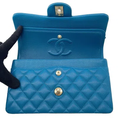 Pre-owned Chanel Blue Grained Calfskin Shoulder Bag ()