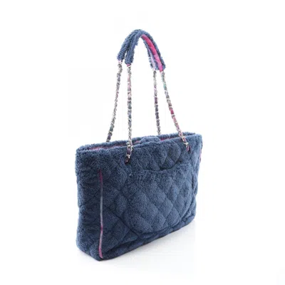 Pre-owned Chanel Blue Multi-color Fabric Shopping Bag Tote Bag ()