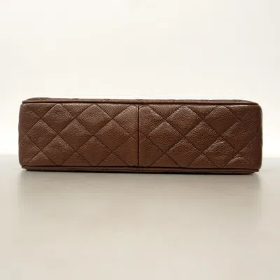 Pre-owned Chanel Brown Grained Calfskin Shoulder Bag ()