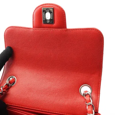 Pre-owned Chanel Chevron (v Stitch) Red Color Grained Calfskin Shoulder Bag ()