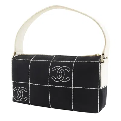 Pre-owned Chanel Chocolate Bar Black Canvas Shoulder Bag ()