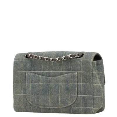 Pre-owned Chanel Chocolate Bar Black Light Blue Denim Shoulder Bag ()