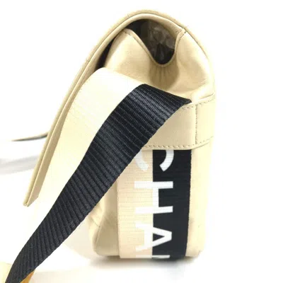 Pre-owned Chanel Chocolate Bar Black White Leather Pochette Shoulder Bag () In Multi