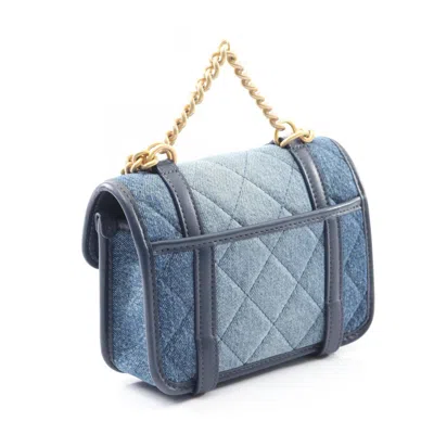 Pre-owned Chanel Denim Blue Navy Denim Leather Shoulder Bag ()