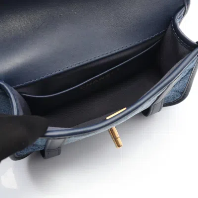 Pre-owned Chanel Denim Blue Navy Denim Leather Shoulder Bag ()