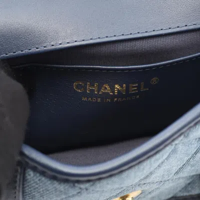 Pre-owned Chanel Denim Blue Navy Denim Leather Shoulder Bag ()
