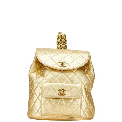 Pre-owned Chanel Gold Leather Backpack ()