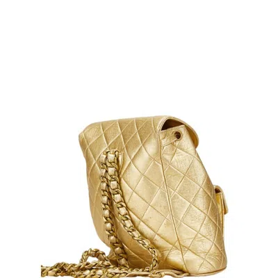 Pre-owned Chanel Gold Leather Backpack ()