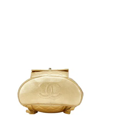 Pre-owned Chanel Gold Leather Backpack ()