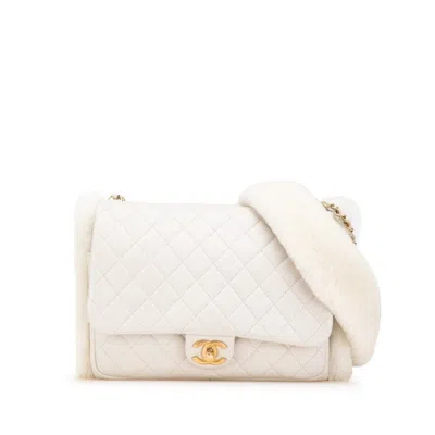 Pre-owned Chanel Gray Leather Fur Shoulder Bag ()