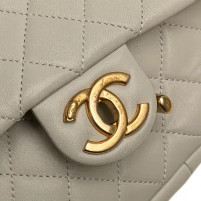 Pre-owned Chanel Gray Leather Fur Shoulder Bag ()