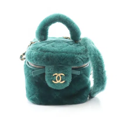 Pre-owned Chanel Green Leather Shoulder Bag Vanity Bag ()