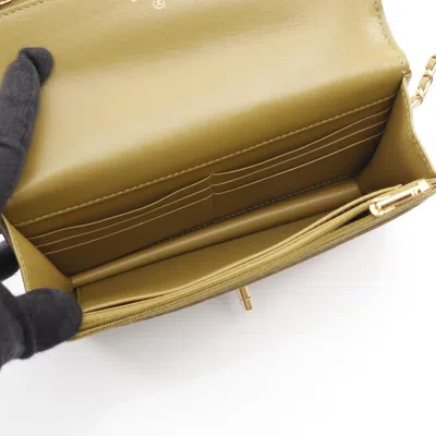 Pre-owned Chanel Khaki Wood Leather Shoulder Bag () In Brown