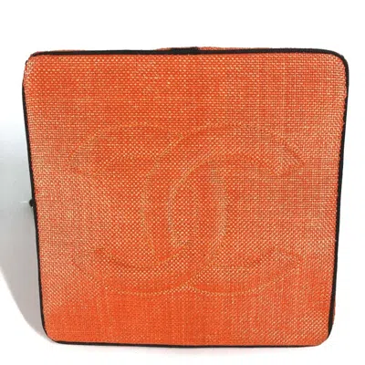 Pre-owned Chanel Matelasse Black Orange Straw Leather Shoulder Bag Tote Bag () In Multi
