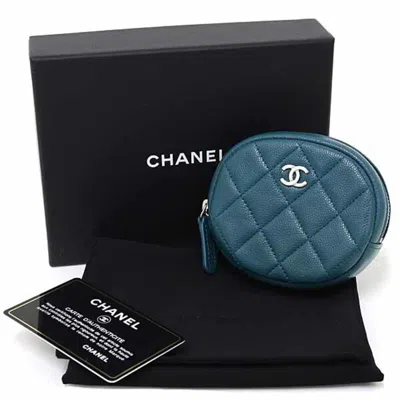 Pre-owned Chanel Matelasse Blue Dark Blue Grained Calfskin Coin Purse/coin Case ()