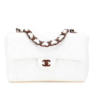 Pre-owned Chanel Matelasse Brown White Wood Shoulder Bag () In Multi