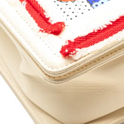Pre-owned Chanel Multi-color Red Color White Spangles Leather Canvas Shoulder Bag ()