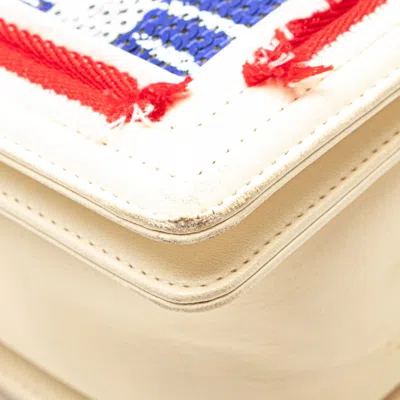 Pre-owned Chanel Multi-color Red Color White Spangles Leather Canvas Shoulder Bag ()