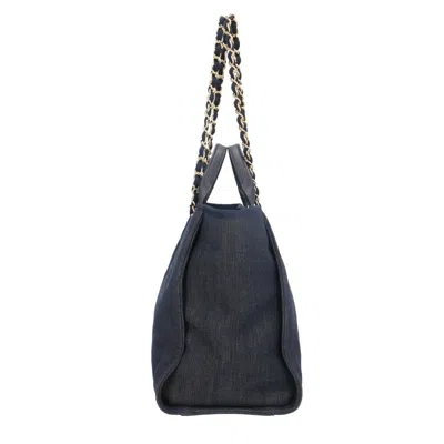 Pre-owned Chanel Navy Canvas Leather Shoulder Bag () In Blue