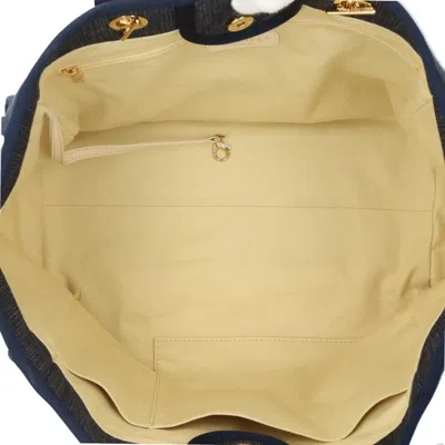 Pre-owned Chanel Navy Canvas Leather Shoulder Bag () In Blue