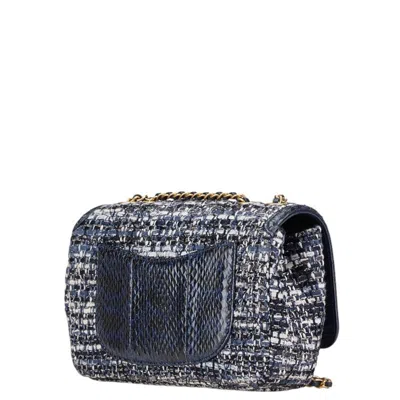 Pre-owned Chanel Navy Tweed Leather Shoulder Bag () In Blue