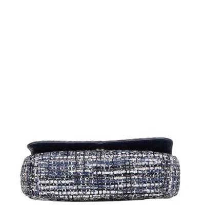 Pre-owned Chanel Navy Tweed Leather Shoulder Bag () In Blue