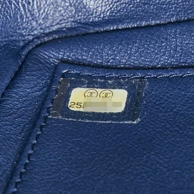 Pre-owned Chanel Navy Tweed Leather Shoulder Bag () In Blue