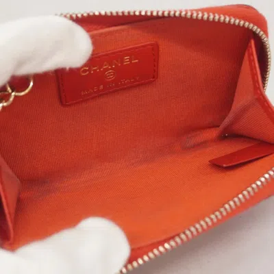 Pre-owned Chanel Red Color Grained Calfskin Coin Purse/coin Case ()