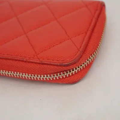 Pre-owned Chanel Red Color Grained Calfskin Coin Purse/coin Case ()